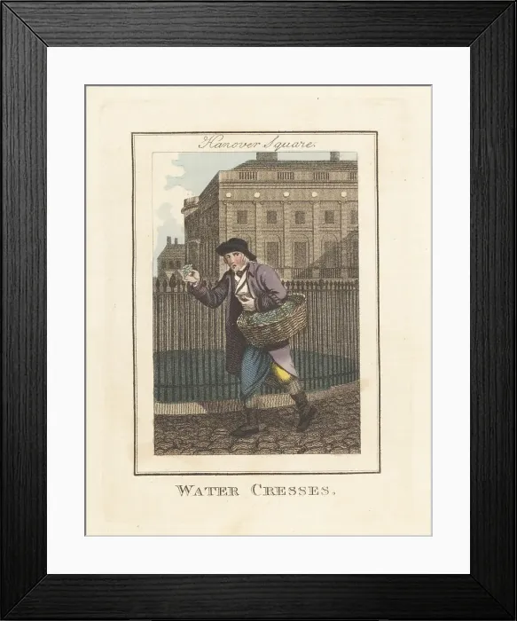 Framed Print : Water-cress seller in Hanover Square, London, 1805 Framed Print : Water-cress seller in Hanover Square, London, 1805