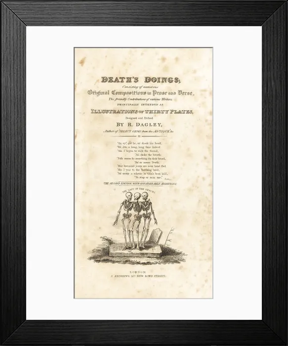 Framed Print : Title page from Volume 1 of Death's Doings Framed Print : Title page from Volume 1 of Death's Doings