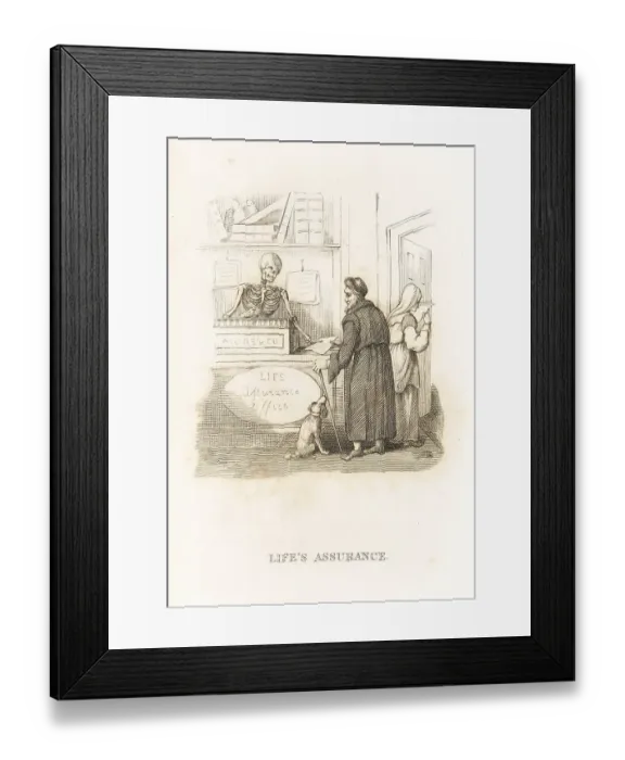 Framed Print : The skeleton of Death at the insurance office Framed Print : The skeleton of Death at the insurance office