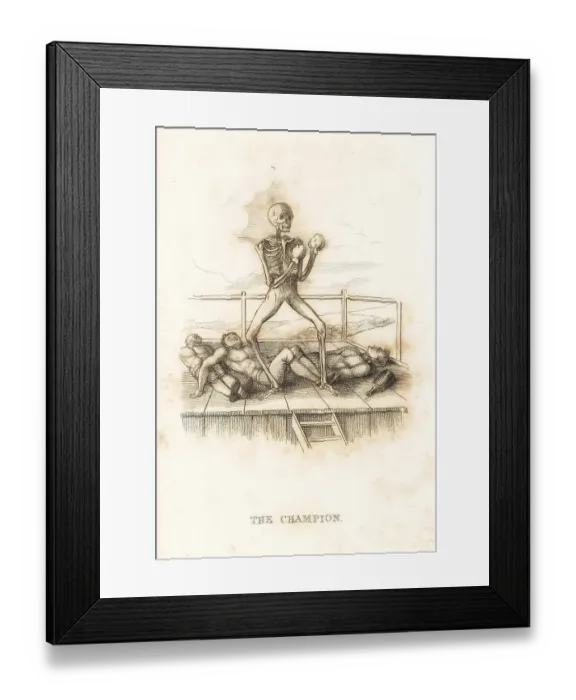 Framed Print : The skeleton of Death as champion boxer Framed Print : The skeleton of Death as champion boxer