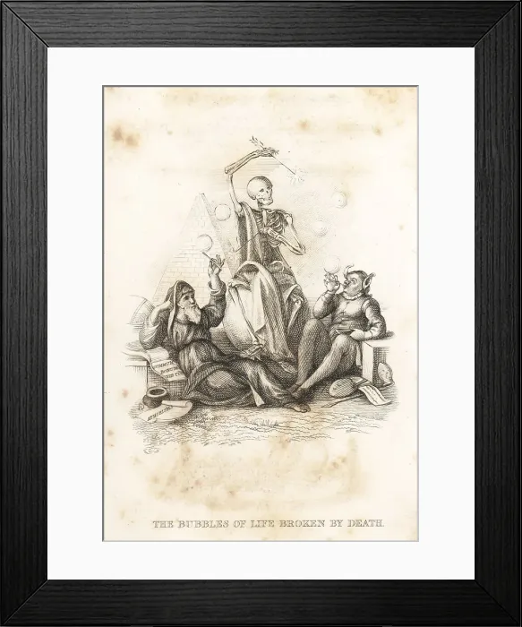 Framed Print : The skeleton of Death pricks bubbles of life Framed Print : The skeleton of Death pricks bubbles of life