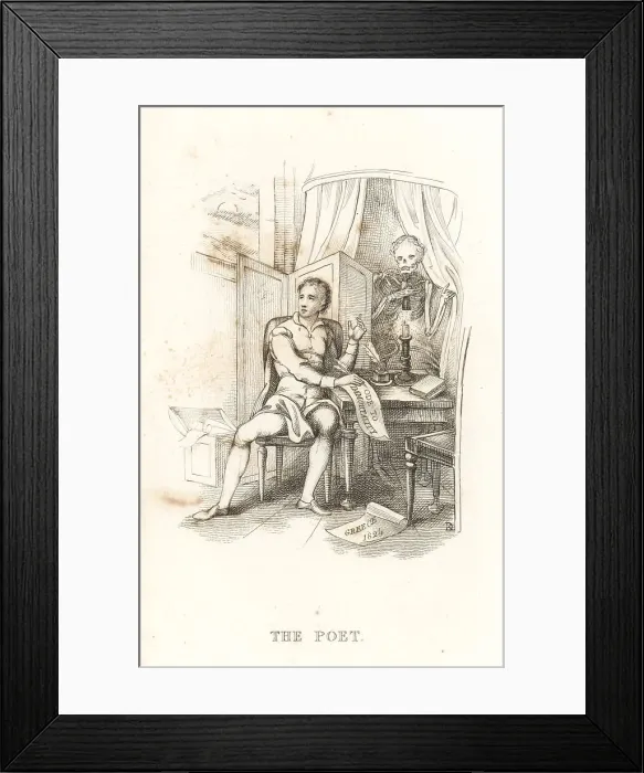 Framed Print : The poet and the skeleton of Death Framed Print : The poet and the skeleton of Death