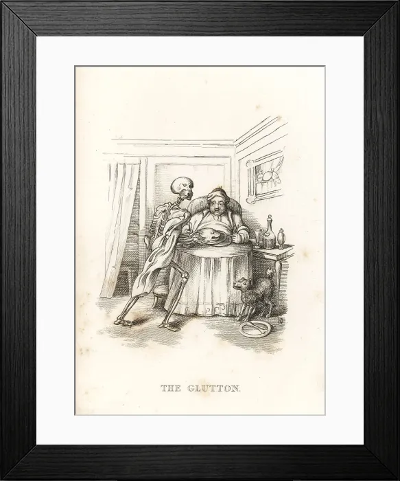 Framed Print : The skeleton of Death and the glutton Framed Print : The skeleton of Death and the glutton