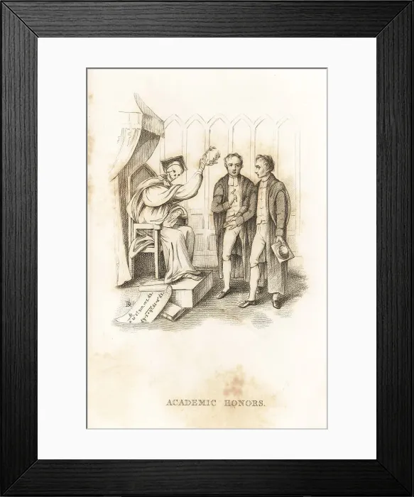 Framed Print : The skeleton of Death with university students Framed Print : The skeleton of Death with university students