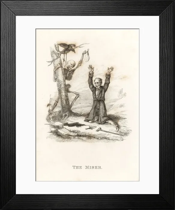 Framed Print : The skeleton of Death and the miser Framed Print : The skeleton of Death and the miser