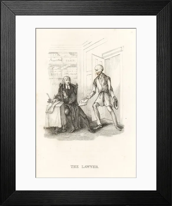 Framed Print : The skeleton of Death and the lawyer Framed Print : The skeleton of Death and the lawyer