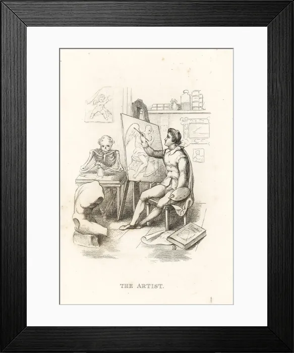 Framed Print : The skeleton of Death and the artist Framed Print : The skeleton of Death and the artist
