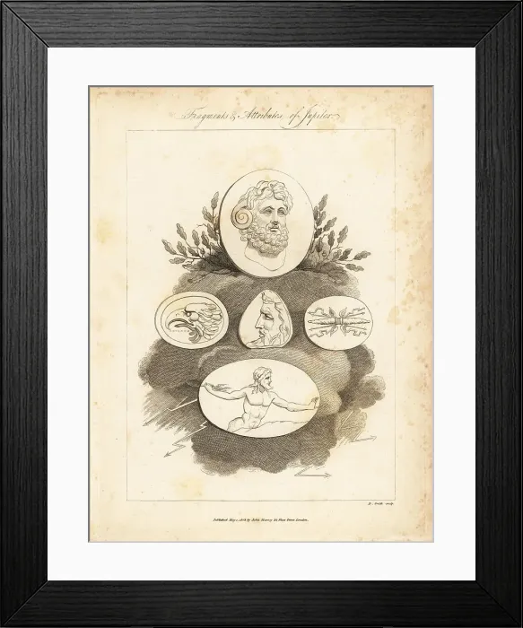 Framed Print : Fragments and attributes of Roman god Jupiter Framed Print : Fragments and attributes of Roman god Jupiter