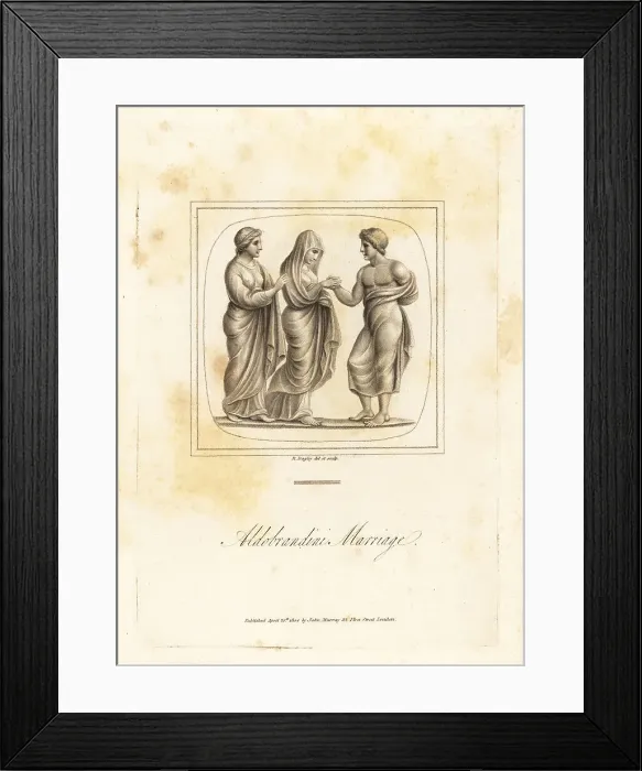Framed Print : Roman wedding ceremony with bride, groom, and bridesmaid Framed Print : Roman wedding ceremony with bride, groom, and bridesmaid