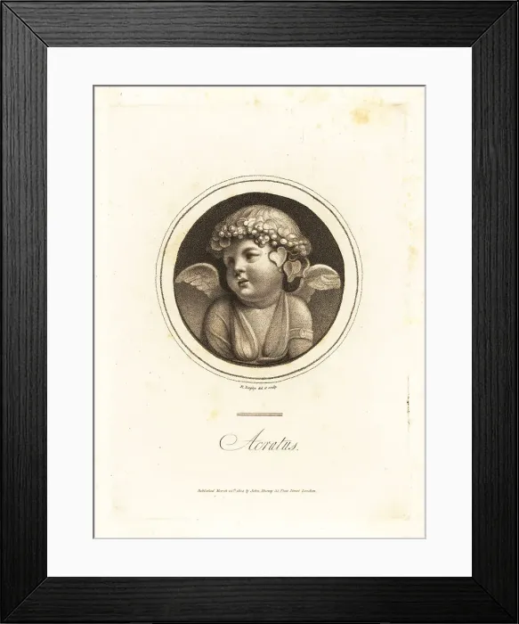Framed Print : Acratus, a winged Bacchus with myrtle, ivy and rosebud crown Framed Print : Acratus, a winged Bacchus with myrtle, ivy and rosebud crown