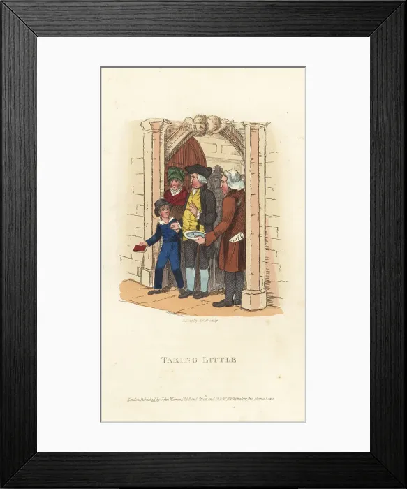 Framed Print : Bourgeois Christians leaving a Sunday mass, Regency era Framed Print : Bourgeois Christians leaving a Sunday mass, Regency era