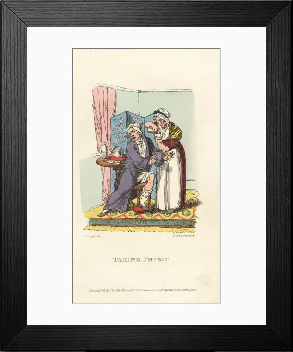 Framed Print : English gentleman taking medicine, Regency era