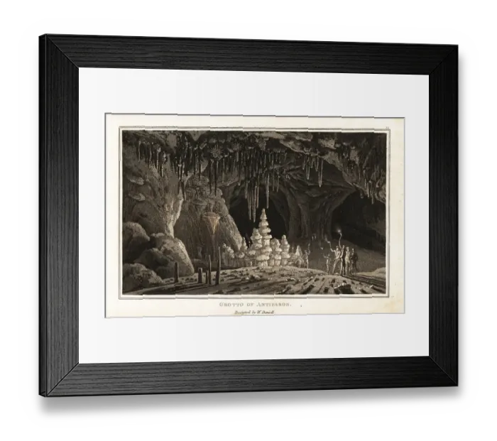 Framed Print : Tourists with torches exploring the Grotto of Antiparos, Greece Framed Print : Tourists with torches exploring the Grotto of Antiparos, Greece