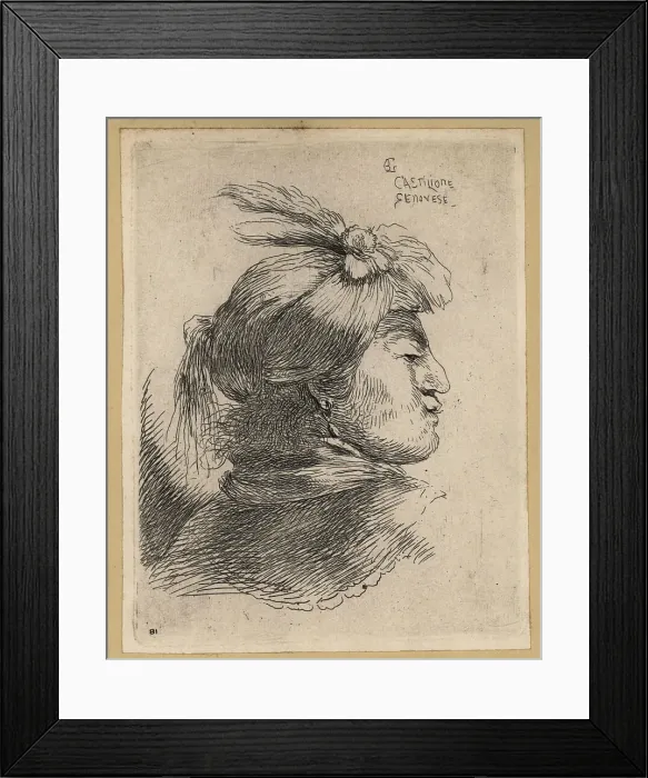 Framed Print : Bust of a young Asian man wearing a turban, 17th century Framed Print : Bust of a young Asian man wearing a turban, 17th century