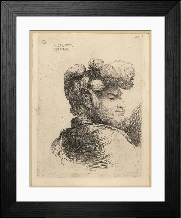 Framed Print : Bust of a young man with beard, wearing a turban, in profile, 17 Framed Print : Bust of a young man with beard, wearing a turban, in profile, 17