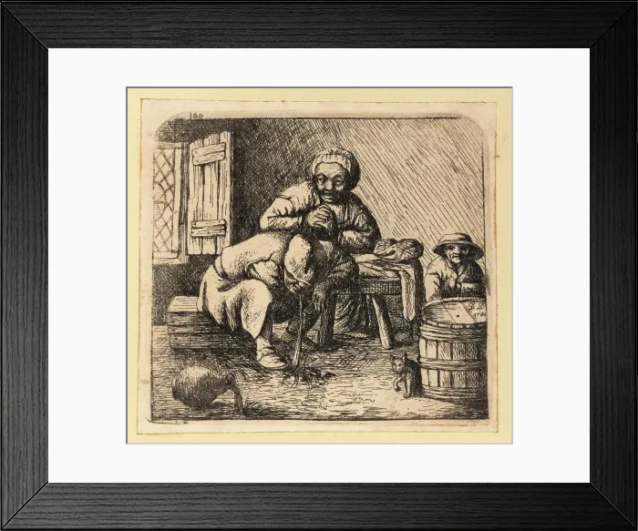 Framed Print : 17th century Dutch drunk man vomits on the floor of a tavern Framed Print : 17th century Dutch drunk man vomits on the floor of a tavern