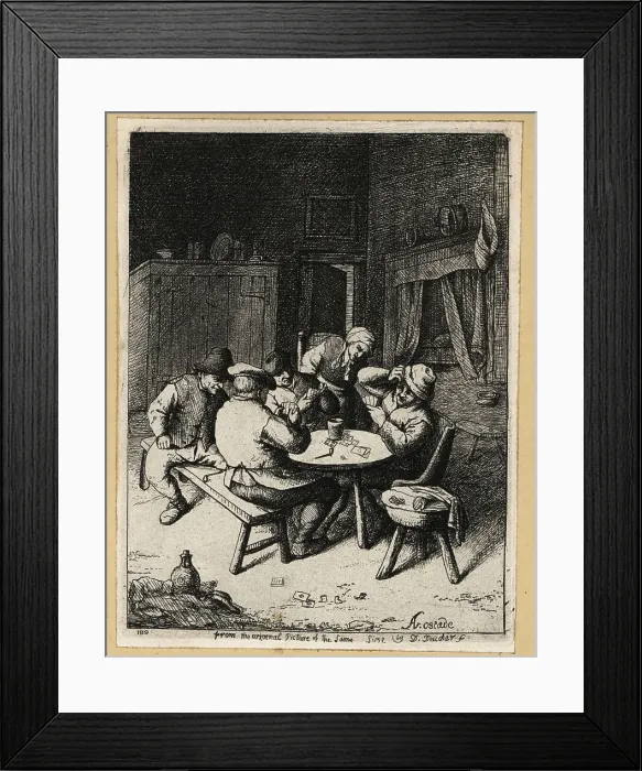 Framed Print : Dutch peasants playing a game of cards at a table in an inn. 17 Framed Print : Dutch peasants playing a game of cards at a table in an inn. 17