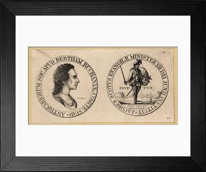 Framed Print : Medal with portrait of David Stewart Erskine and a highlander Framed Print : Medal with portrait of David Stewart Erskine and a highlander
