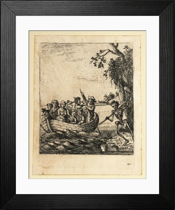 Framed Print : Ship of Fools with skeleton, 18th century Framed Print : Ship of Fools with skeleton, 18th century