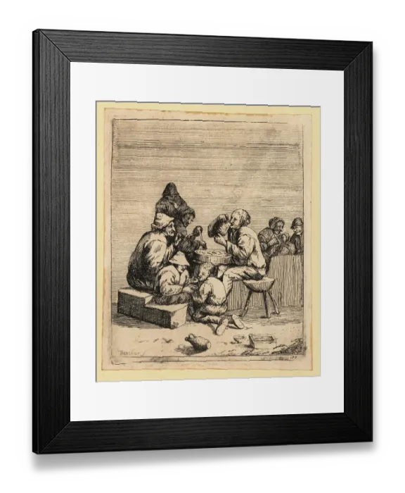 Framed Print : 17th century peasants eating, drinking and smoking Framed Print : 17th century peasants eating, drinking and smoking