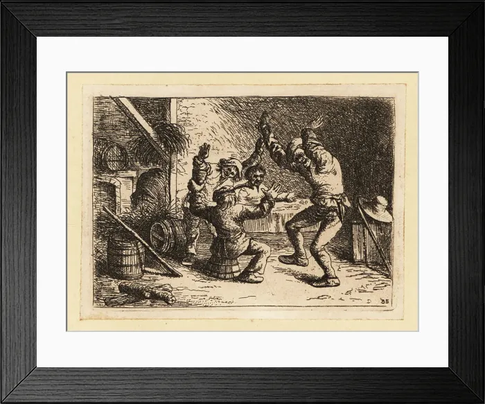 Framed Print : Scottish peasants dancing in a rustic tavern, 18th century