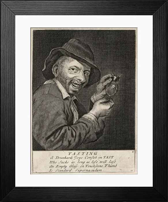 Framed Print : 17th century English drunk playing a drinking game Framed Print : 17th century English drunk playing a drinking game