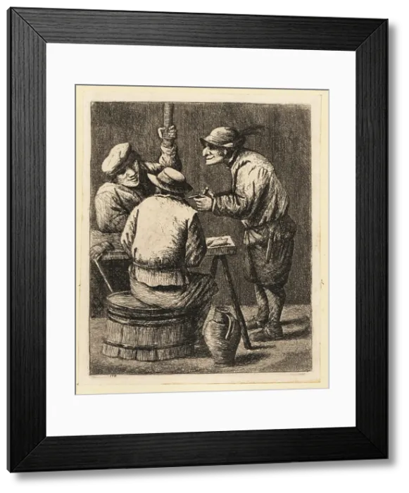 Framed Print : 17th century peasants drinking at a tressle table in a tavern Framed Print : 17th century peasants drinking at a tressle table in a tavern