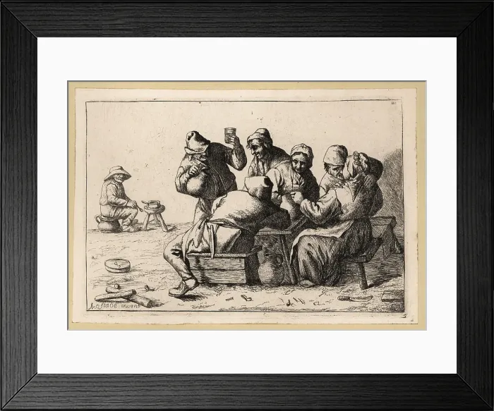 Framed Print : 17th century Dutch drinking scene with men and women carousing a Framed Print : 17th century Dutch drinking scene with men and women carousing a