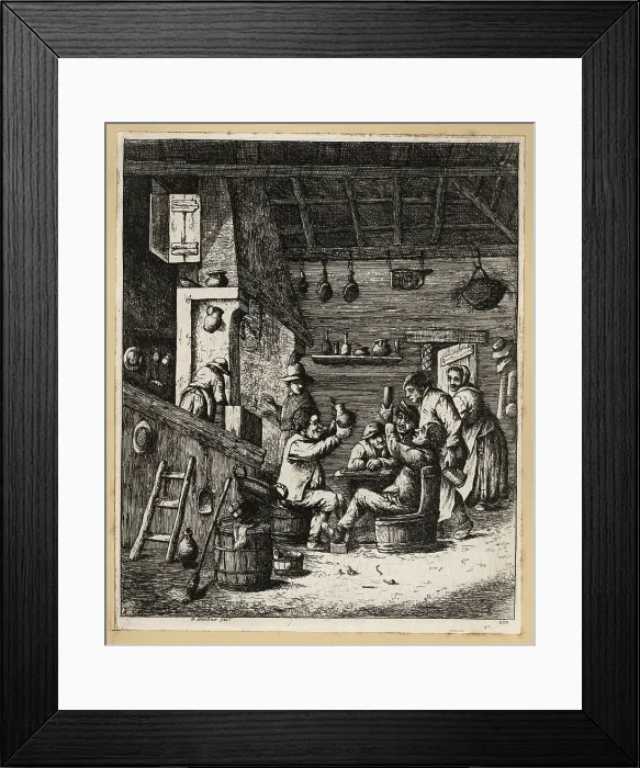 Framed Print : A group of peasants drinking in a tavern, 17th century Framed Print : A group of peasants drinking in a tavern, 17th century