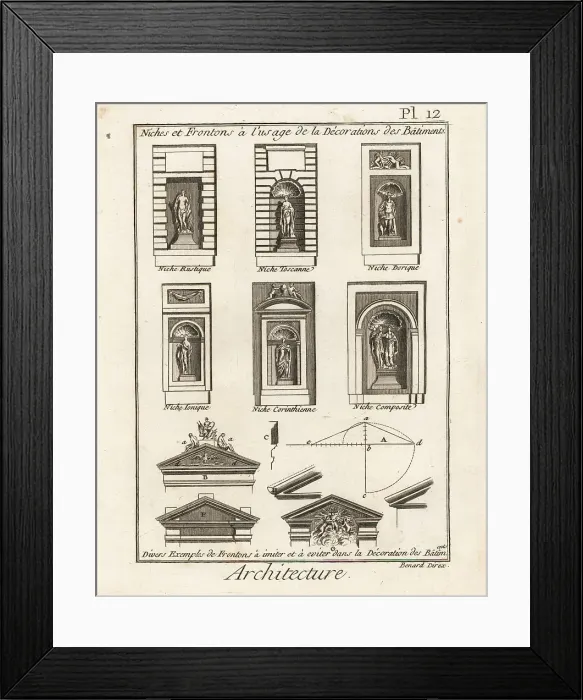 Framed Print : Orders of niches and pediments in classical architecture Framed Print : Orders of niches and pediments in classical architecture