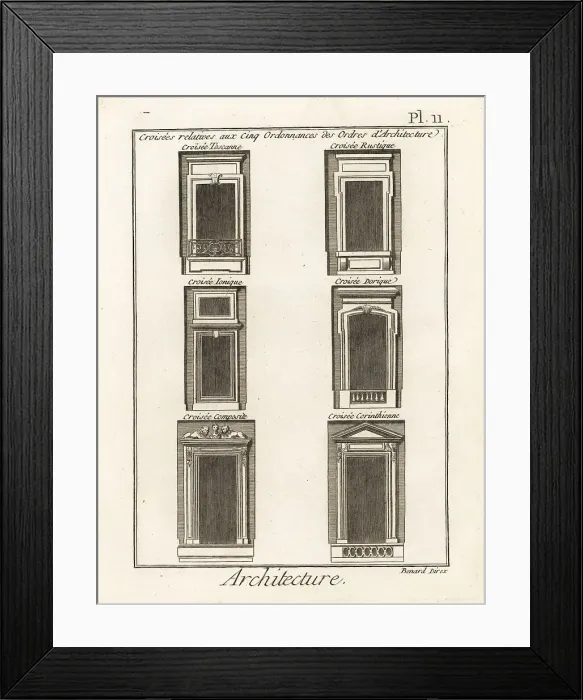 Framed Print : Orders of windows in Greek and Roman architecture Framed Print : Orders of windows in Greek and Roman architecture