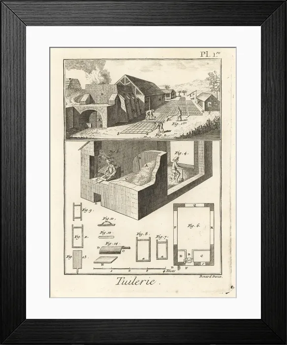 Framed Print : Roof-tile works, 18th century Framed Print : Roof-tile works, 18th century