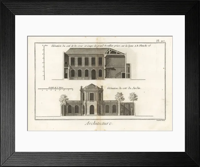 Framed Print : Plans for a private house designed by François II Franque Framed Print : Plans for a private house designed by François II Franque