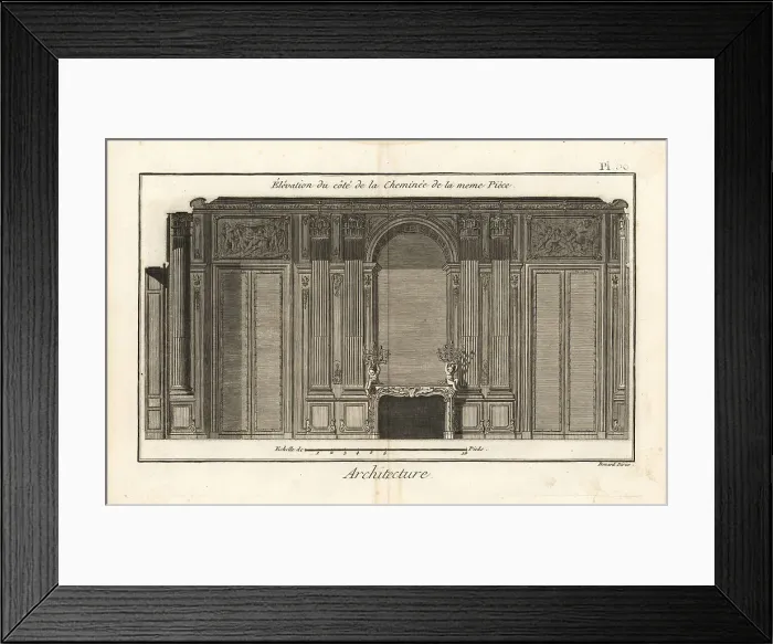 Framed Print : Elevation of the fireplace wall in a room in the Palais-Royal Framed Print : Elevation of the fireplace wall in a room in the Palais-Royal