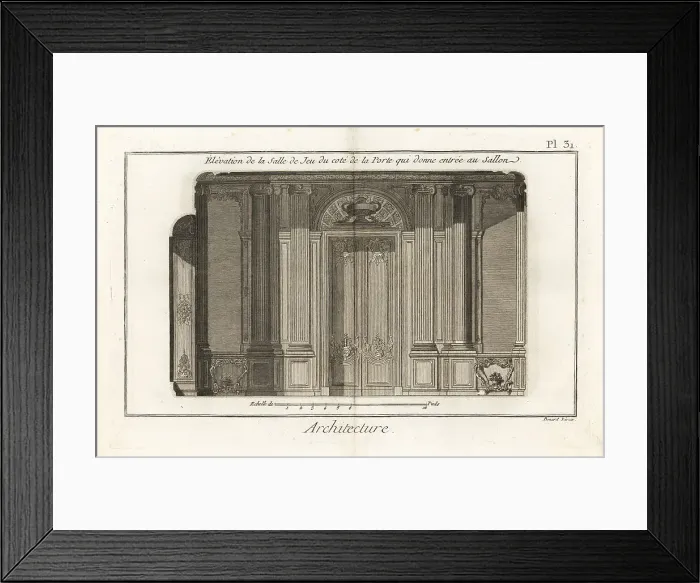 Framed Print : Elevation of a games room in an apartment in the Palais-Royal Framed Print : Elevation of a games room in an apartment in the Palais-Royal