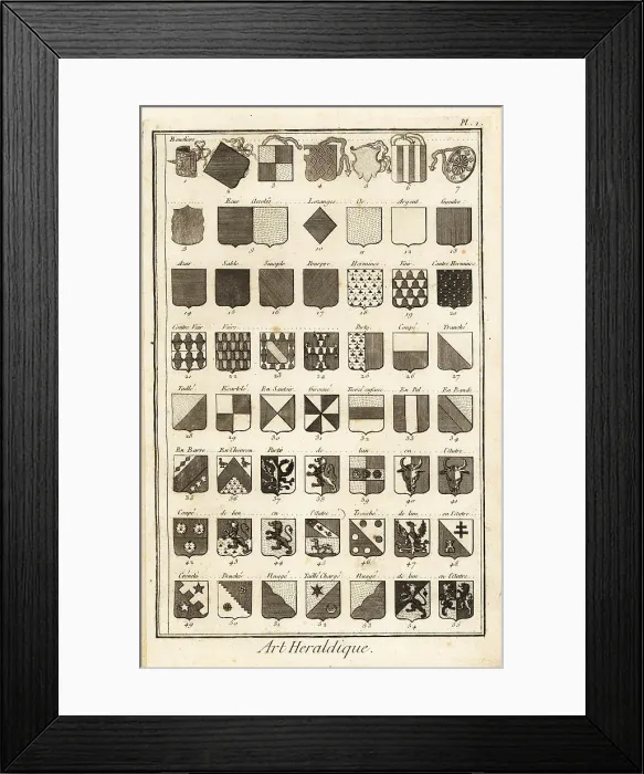Framed Print : Examples of heraldic terms describing a coat of arms Framed Print : Examples of heraldic terms describing a coat of arms