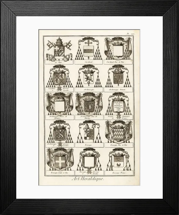 Framed Print : Coats of arms of religious ranks Framed Print : Coats of arms of religious ranks