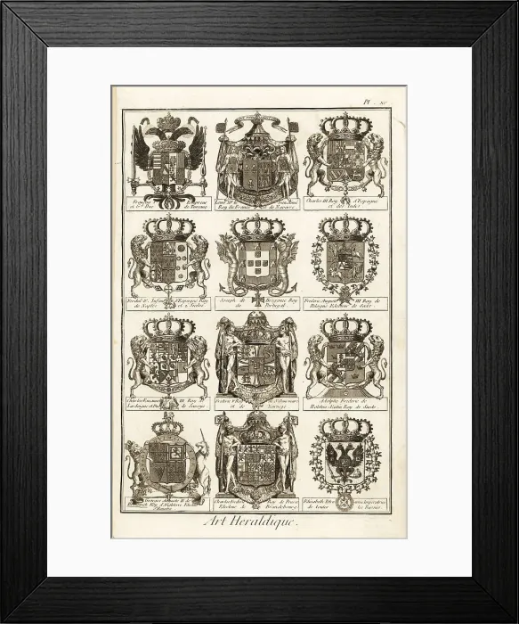 Framed Print : Coats of arms of kings, queens and emperors Framed Print : Coats of arms of kings, queens and emperors