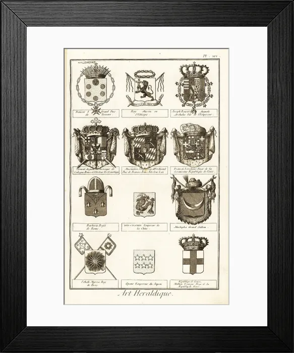 Framed Print : Coats of arms of kings, emperors and sultans Framed Print : Coats of arms of kings, emperors and sultans
