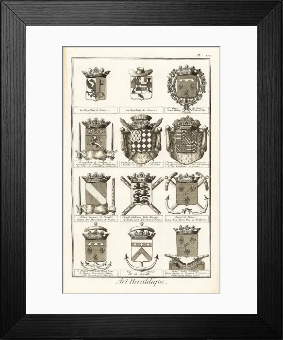 Framed Print : Coats of arms of republics, dukes, admirals, etc Framed Print : Coats of arms of republics, dukes, admirals, etc