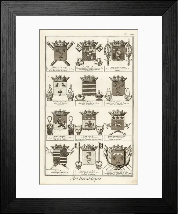 Framed Print : Coats of arms of French dignitaries Framed Print : Coats of arms of French dignitaries
