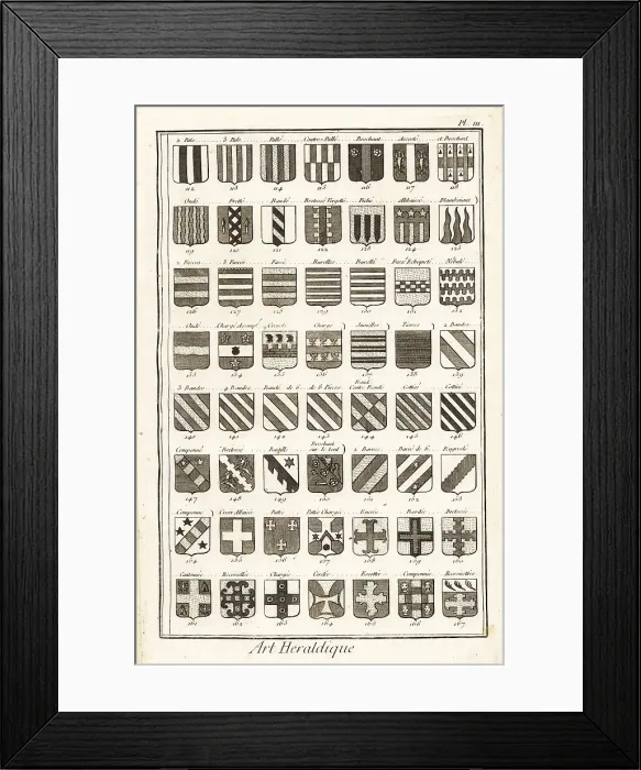Framed Print : Examples of heraldic terms describing a coat of arms Framed Print : Examples of heraldic terms describing a coat of arms