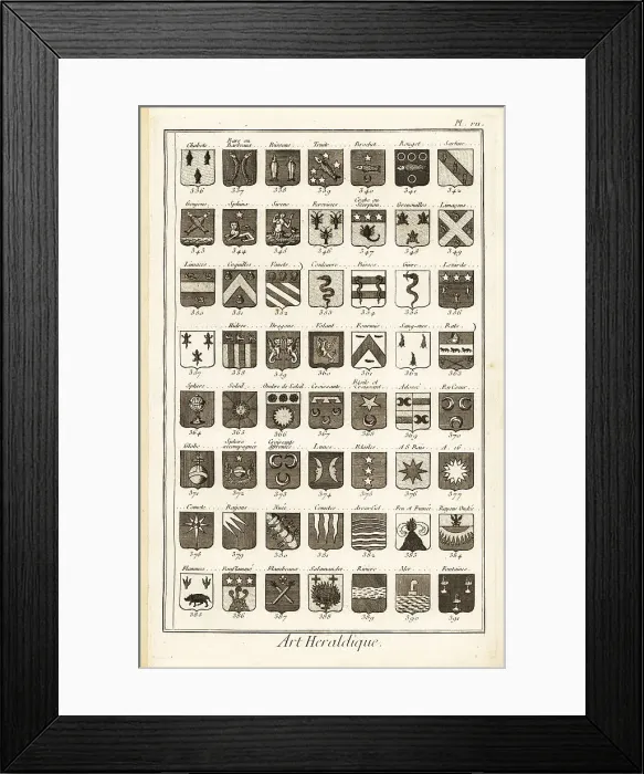 Framed Print : Examples of heraldic terms describing a coat of arms Framed Print : Examples of heraldic terms describing a coat of arms