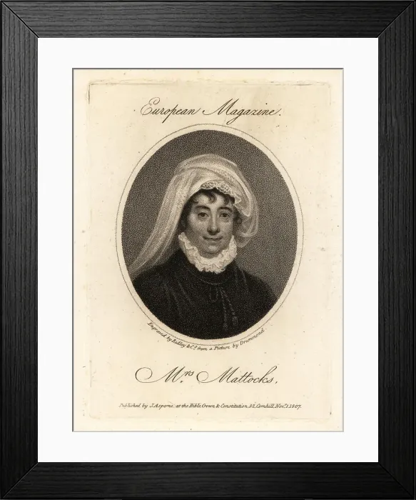 Framed Print : Mrs. Isabella Mattocks, English actress, singer and dancer Framed Print : Mrs. Isabella Mattocks, English actress, singer and dancer