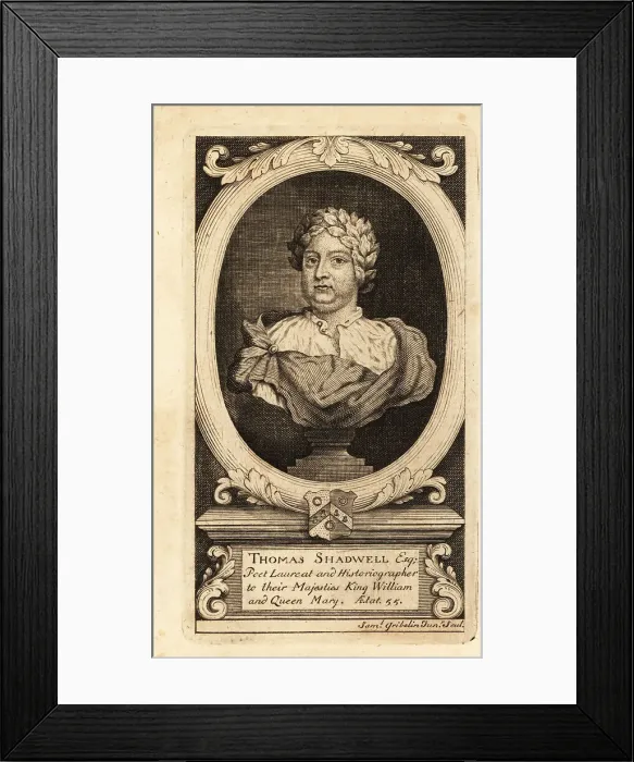 Framed Print : Thomas Shadwell (1642-1692), poet laureate and Restoriation dram Framed Print : Thomas Shadwell (1642-1692), poet laureate and Restoriation dram