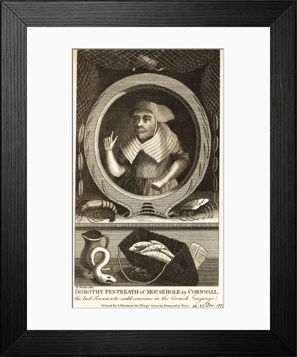 Framed Print : Dorothy Pentreath, last Cornish language speaker, 18th century Framed Print : Dorothy Pentreath, last Cornish language speaker, 18th century