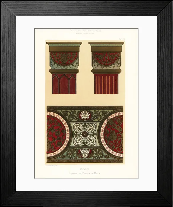Framed Print : Capitals and frieze in the Great St. Martin Church, Cologne, Ger Framed Print : Capitals and frieze in the Great St. Martin Church, Cologne, Ger