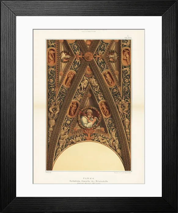 Framed Print : Vault of the central nave in Parma Cathedral, 16th century Framed Print : Vault of the central nave in Parma Cathedral, 16th century