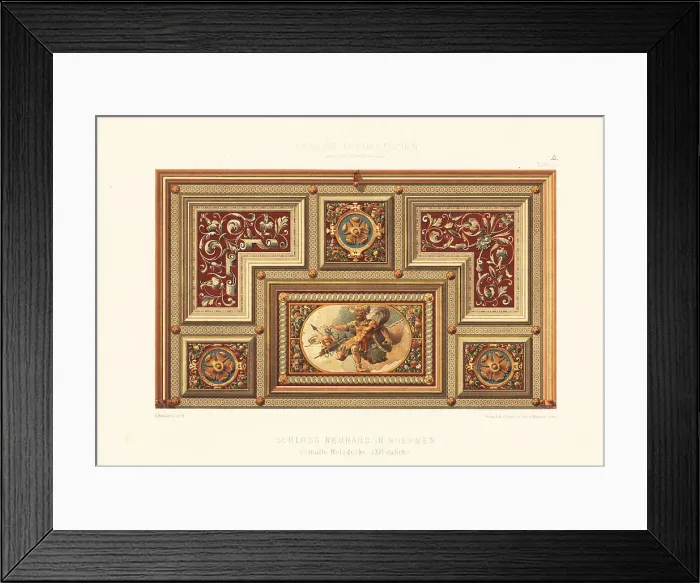 Framed Print : Painted wooden ceiling in Neuhaus Castle, Bohemia, 16th century Framed Print : Painted wooden ceiling in Neuhaus Castle, Bohemia, 16th century