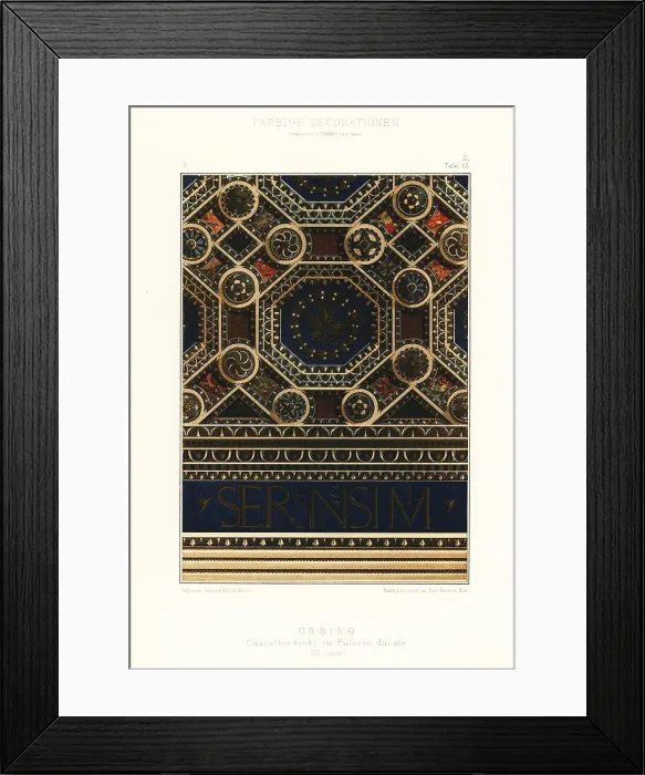 Framed Print : Coffered ceiling in the Ducal Palace, Urbino, Italy, 16th centur Framed Print : Coffered ceiling in the Ducal Palace, Urbino, Italy, 16th centur